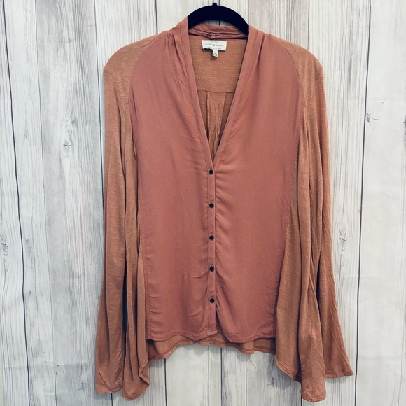 Lucky Brand Dusty Rose Pink Button Down Top Shirt Size Small S - Picture 1 of 6